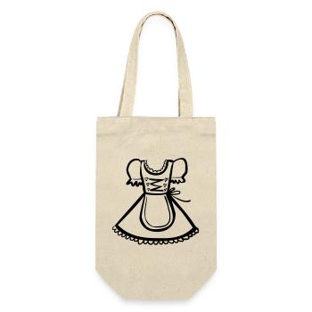 Dirndl – Schwarz-Weiß-Zeichnung – einfärbbar - Geschenkbeutel für Flaschen - Natur - Vorne