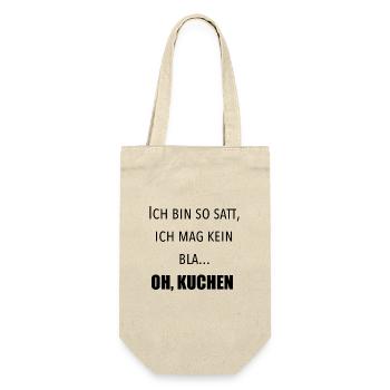 Ich bin so satt, ich mag kein Blatt. Oh, Kuchen - Geschenkbeutel für Flaschen - Natur - Vorne