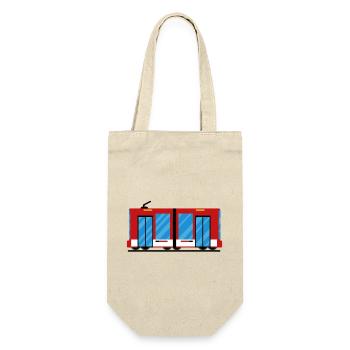 Tram Straßenbahn Zug - Geschenkbeutel für Flaschen - Natur - Vorne
