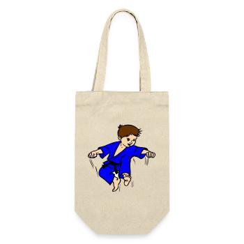Blue suit Karate child or judo child with black belt - Gift Bag for Bottles - nature - Front