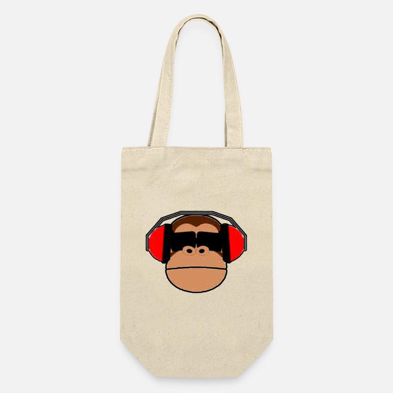 Affe Kopfhörer Schimpanse Musik Brille Geschenk - Geschenkbeutel für Flaschen - Natur