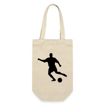 Joueur de football avec mouvement de coup de pied au ballon - Sac à bouteille - nature - Devant