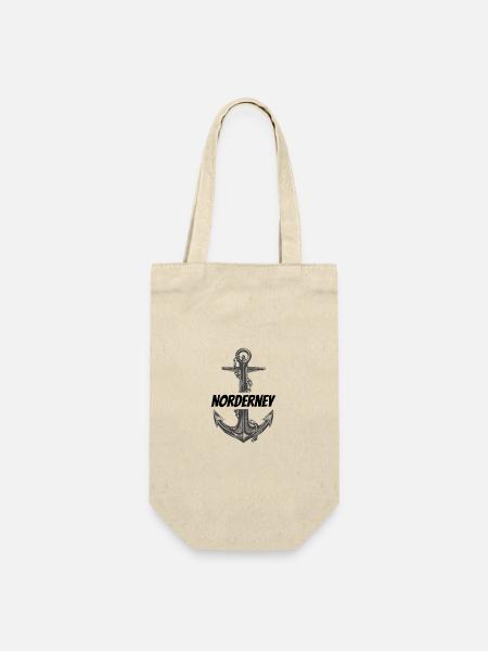 Anker & Kompass Nautik-Illustration - Geschenkbeutel für Flaschen - Natur