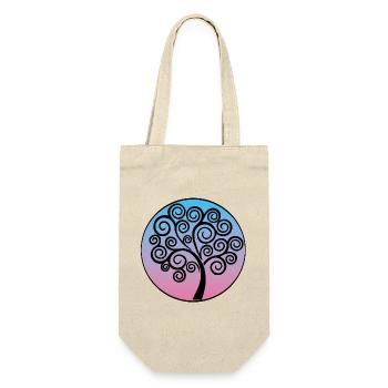 Black tree of life on blue and pink background - Gift Bag for Bottles - nature - Front