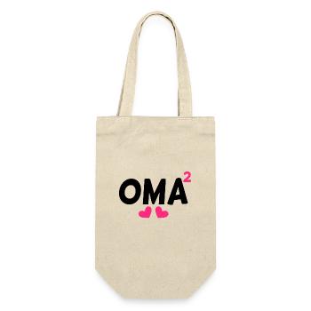 Oma hoch Zwei - Geschenkbeutel für Flaschen - Natur - Vorne
