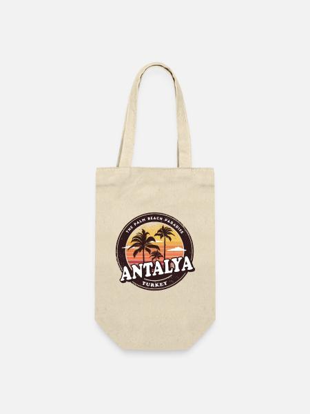 Antalya Türkei Vintage Beach Design / Geschenkidee - Geschenkbeutel für Flaschen - Natur