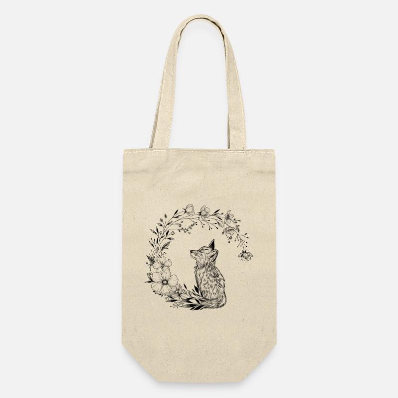 petit renard renardeau top mignon et lune florale - Sac à bouteille - nature