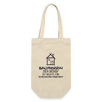 Bauherrin Hausbau Baustelle Richtfest - Geschenkbeutel für Flaschen - Natur - Vorne