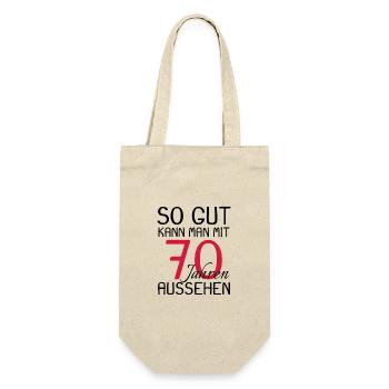 70 Geburtstag - Geschenkbeutel für Flaschen - Natur - Vorne