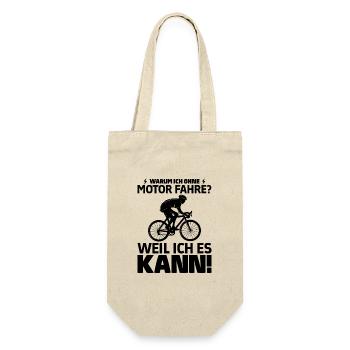 Warum ich ohne Motor fahre weil ich es kann Biker - Geschenkbeutel für Flaschen - Natur - Vorne