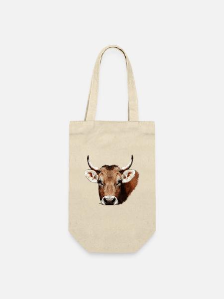 süße tierdesigns mädchen, kuh beige, rustikal - Geschenkbeutel für Flaschen - Natur