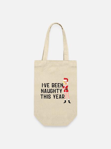 Frecher Weihnachtspullover - Geschenkbeutel für Flaschen - Natur