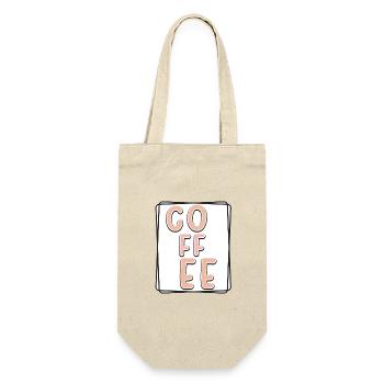 Kaffee Typo Panel - Geschenkbeutel für Flaschen - Natur - Vorne