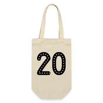 20 JAHRE. 20-jähriges JUBILÄUM. JUBILÄUM 20 JAHRE. 20 - Geschenkbeutel für Flaschen - Natur - Vorne