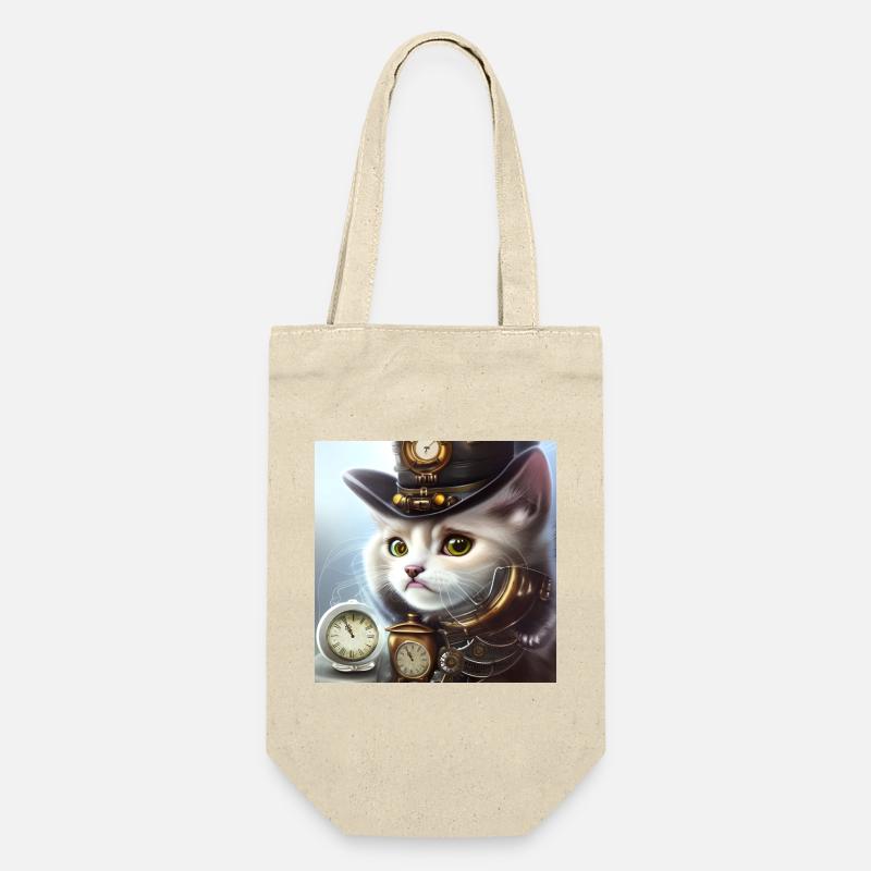 Süßes Steampunk-Kätzchen - Geschenkbeutel für Flaschen - Natur