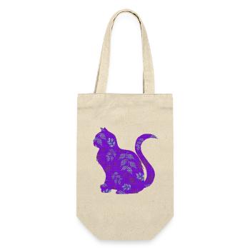 sitzende katze, gemustert, Blumen Outfits - Geschenkbeutel für Flaschen - Natur - Vorne
