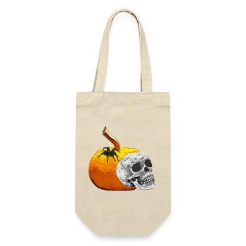 menschenschädel, Kürbisse, gruselige prints - Geschenkbeutel für Flaschen - Natur - Vorne
