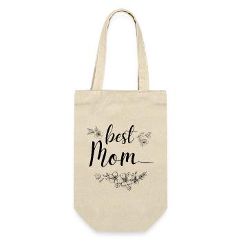 Beste Mama - Geschenkbeutel für Flaschen - Natur - Vorne