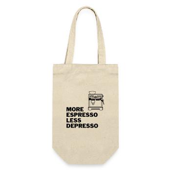 MORE ESPRESSO LESS DEPRESSO - Geschenkbeutel für Flaschen - Natur - Vorne