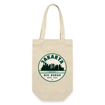 Jakarta Skyline Vintage Abzeichen - Geschenkbeutel für Flaschen - Natur - Vorne
