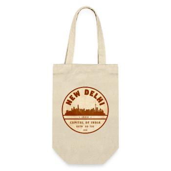 Neues Delhi Skyline Vintage Badge - Geschenkbeutel für Flaschen - Natur - Vorne