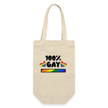 Gay Stolz Herz Regenbogen Lgbt Statement Homo - Geschenkbeutel für Flaschen - Natur - Vorne