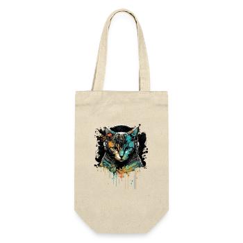 Cat Head - Gift Bag for Bottles - nature - Front