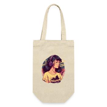 Tokyo Girl hört Chill Beats - Geschenkbeutel für Flaschen - Natur - Vorne