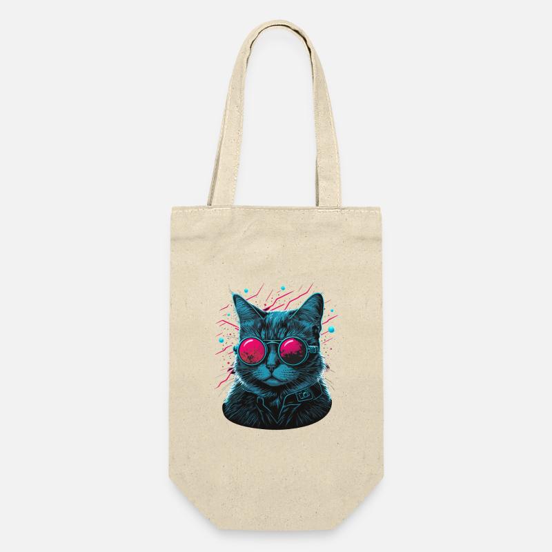 Dj Katze - Geschenkbeutel für Flaschen - Natur