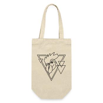 Hahn in geometrischer Form - Line-Art-Design - Geschenkbeutel für Flaschen - Natur - Vorne