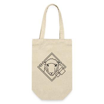 Schaf in geometrischer Form - Line-Art-Design - Geschenkbeutel für Flaschen - Natur - Vorne