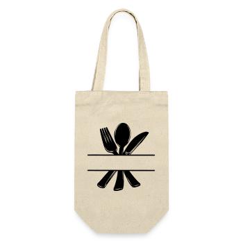 Besteck-Menü-Logo mit transparenter Leiste - Geschenkbeutel für Flaschen - Natur - Vorne