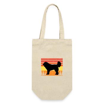 Georgischer Schäferhund Liebe Silhouette Retro Sonnenuntergang - Geschenkbeutel für Flaschen - Natur - Vorne