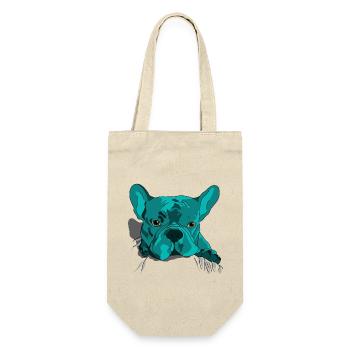 Französische Bulldogge süßer Cartoon Look - Geschenkbeutel für Flaschen - Natur - Vorne