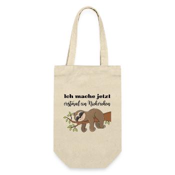 Ich mache jetzt erstmal ein Nickerchen - Geschenkbeutel für Flaschen - Natur - Vorne