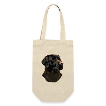 Schwarzer Labrador Retriever - Geschenkbeutel für Flaschen - Natur - Vorne