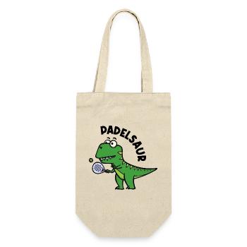 Padel Schläger Spieler Ball Dinosaurier Spruch - Geschenkbeutel für Flaschen - Natur - Vorne