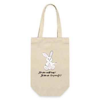 Hase Morgenmuffel lustig Kaffee Spruch - Geschenkbeutel für Flaschen - Natur - Vorne