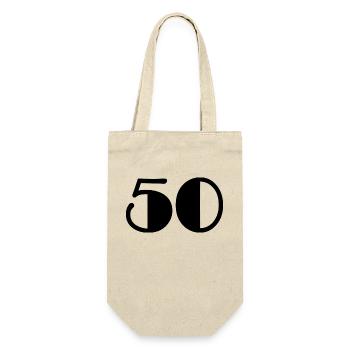 50 YEARS. 50th ANNIVERSARY. BIRTHDAY 50 YEARS. 50 - Gift Bag for Bottles - nature - Front