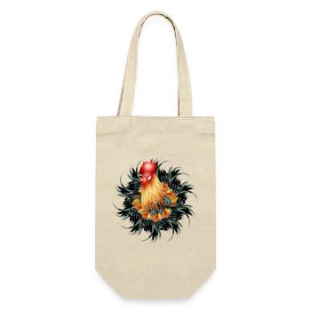 magnificent rooster in feather frame - Gift Bag for Bottles - nature - Front