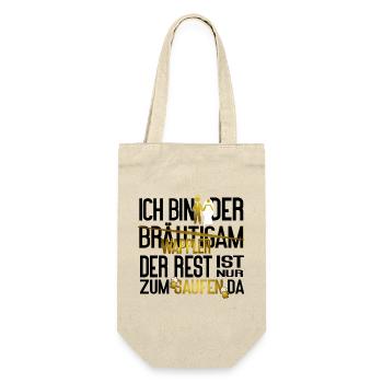 Bräutigam JGA Männer Wappler Saufen Spruch - Geschenkbeutel für Flaschen - Natur - Vorne