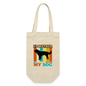 Drentse Patrijshond Hund Silhouette Retro Sunset - Geschenkbeutel für Flaschen - Natur - Vorne