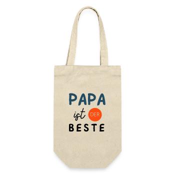 Geschenk Vatertag - Papa ist der Beste / Männertag - Geschenkbeutel für Flaschen - Natur - Vorne