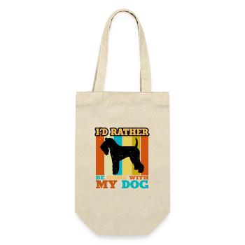 Kerry Blue Terrier Hund Silhouette Retro Sonnenuntergang - Geschenkbeutel für Flaschen - Natur - Vorne