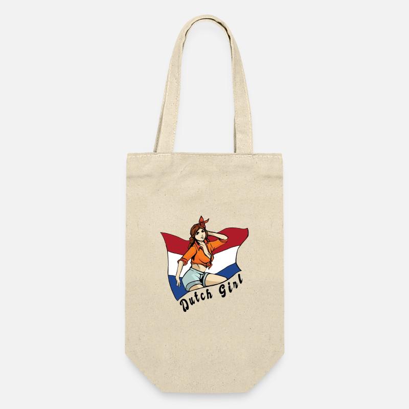 Niederländisches Mädchen Flaggen Design - Geschenkbeutel für Flaschen - Natur