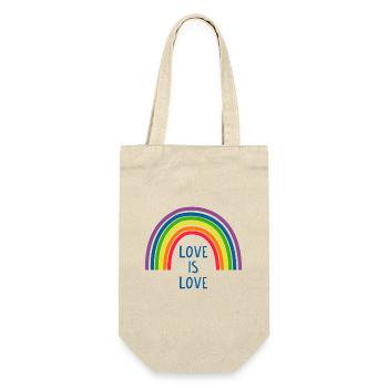 Love Is Love Regenbogen Pride Motiv - Geschenkbeutel für Flaschen - Natur - Vorne