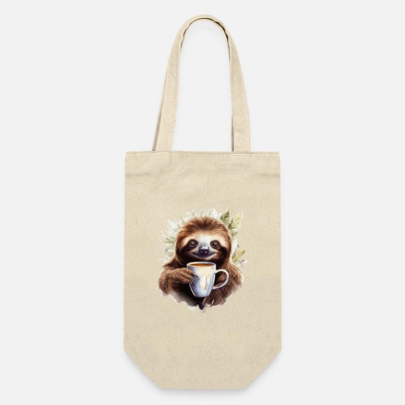 Cool sloth with coffee mug - Gift Bag for Bottles - nature