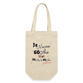 Je n Ai Pas 60 Ans Cadeau d anniversaire - Sac à bouteille - nature - Devant