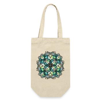 Jugendstil Rosette in transparenter Glas Optik - Geschenkbeutel für Flaschen - Natur - Vorne