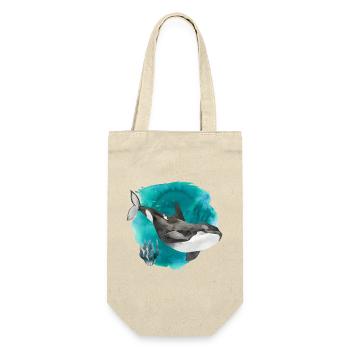 Orca Aquarell – Tiefer Ozean Kunstdruck - Geschenkbeutel für Flaschen - Natur - Vorne